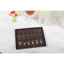 Charger l'image dans la galerie, Cuillères moka grain de café dorées avec boîte - lot de 6
