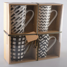 Charger l'image dans la galerie, Mugs 450ml noir &amp; blanc - lot de 4
