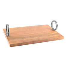 Charger l'image dans la galerie, Plateau rectangulaire en bois avec anse argent 40x26x11cm

