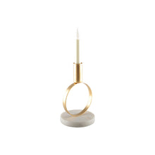 Charger l'image dans la galerie, Bougeoir doré mat rond support marbre h.17 cm
