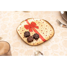 Charger l'image dans la galerie, Assiette plate dorée avec nœud papillon rouge 21x21x2cm
