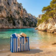 Charger l'image dans la galerie, Tote bag à rayures bleu
