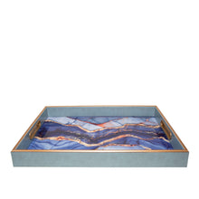 Charger l'image dans la galerie, Plateau rectangulaire bleu aquarelle 40x30x4.5cm
