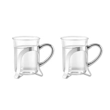 Charger l'image dans la galerie, Tasses à café en verre avec déco en métal argent - lot de 2
