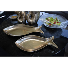 Charger l'image dans la galerie, Coupelle creuse dorée poisson 51x22.5x5.5cm
