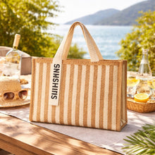 Charger l'image dans la galerie, Tote bag à rayures beige
