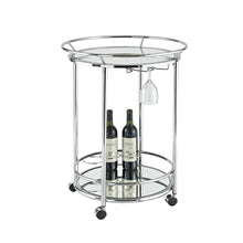 Charger l'image dans la galerie, Desserte roulante ronde inox/miroir d.57cm
