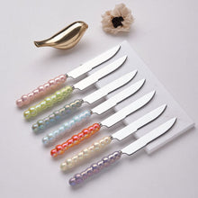 Charger l'image dans la galerie, Couteaux à dessert argent avec manches multi couleurs - lot de 6
