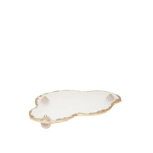 Charger l'image dans la galerie, Plateau nuage avec bord doré en verre 29.5x20.5x4cm
