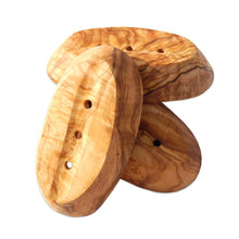 Charger l'image dans la galerie, Porte-savon OVAL environ 14 - 16 cm avec rainure au dos, bois d'olivier
