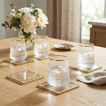 Charger l'image dans la galerie, Dessous de verres carrés avec bord doré - lot de 6
