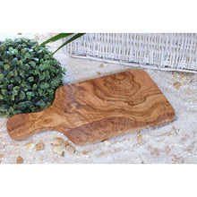 Charger l'image dans la galerie, Planche à petit-déjeuner avec poignée 30 x 15 cm en bois d'olivier robuste
