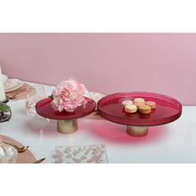 Charger l'image dans la galerie, Plat à gâteaux framboise sur pied dore 21x21x8cm
