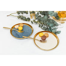 Charger l'image dans la galerie, Assiette à dessert avec bord doré 2 bleue et 2 crème - lot de 4

