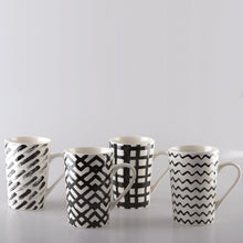 Charger l'image dans la galerie, Mugs 450ml noir &amp; blanc - lot de 4
