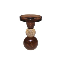 Charger l'image dans la galerie, Bougeoir bulles de verre moka et ambre 8.5x8.5x13cm
