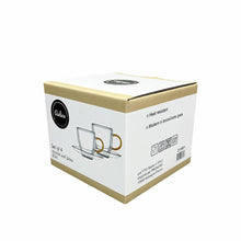 Charger l'image dans la galerie, Tasses et sous-tasses double paroi anse jaune -  lot de 2
