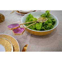 Charger l'image dans la galerie, Couverts à salade doré pierre agate rose
