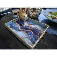Charger l'image dans la galerie, Plateau rectangulaire bleu aquarelle 40x30x4.5cm
