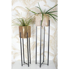 Charger l'image dans la galerie, Support plantes en métal avec pot en fer doré h.80cm
