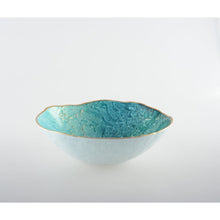 Charger l'image dans la galerie, bol turquoise avec bord doré 20cm
